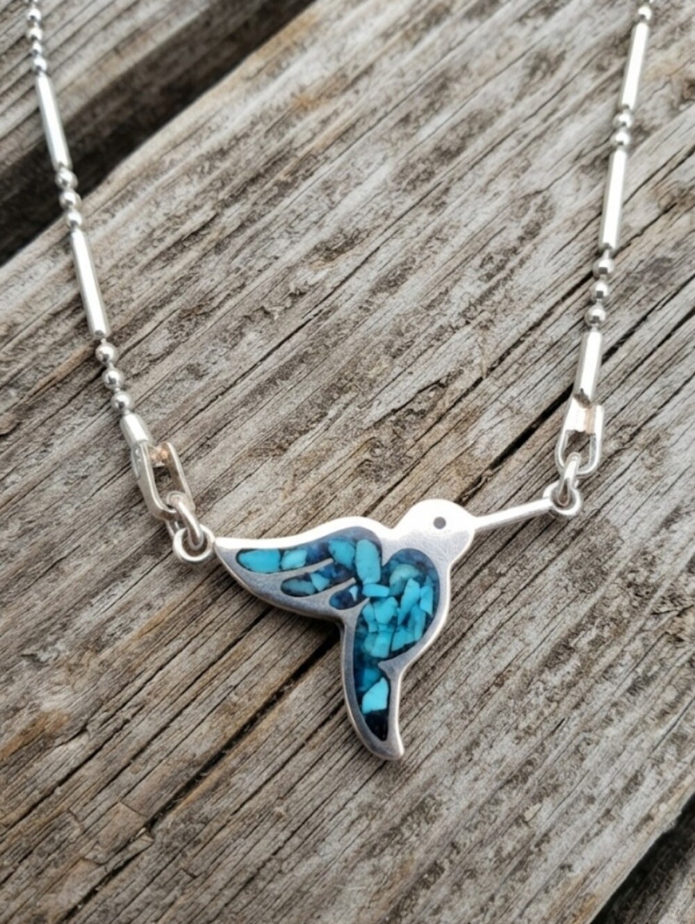 Sterling Silver Turquoise Hummingbird Necklace